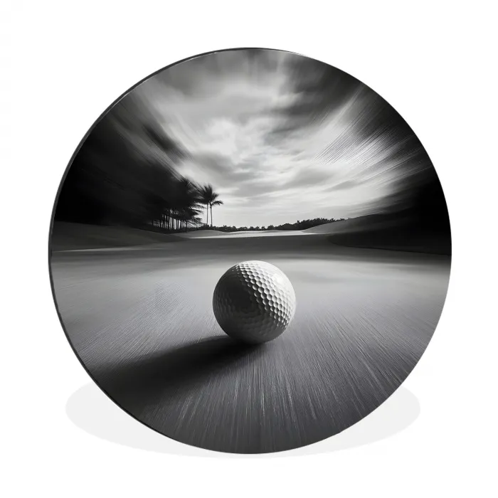 Golfbal - Wazig - Zwart Wandcirkel aluminium klein -3d