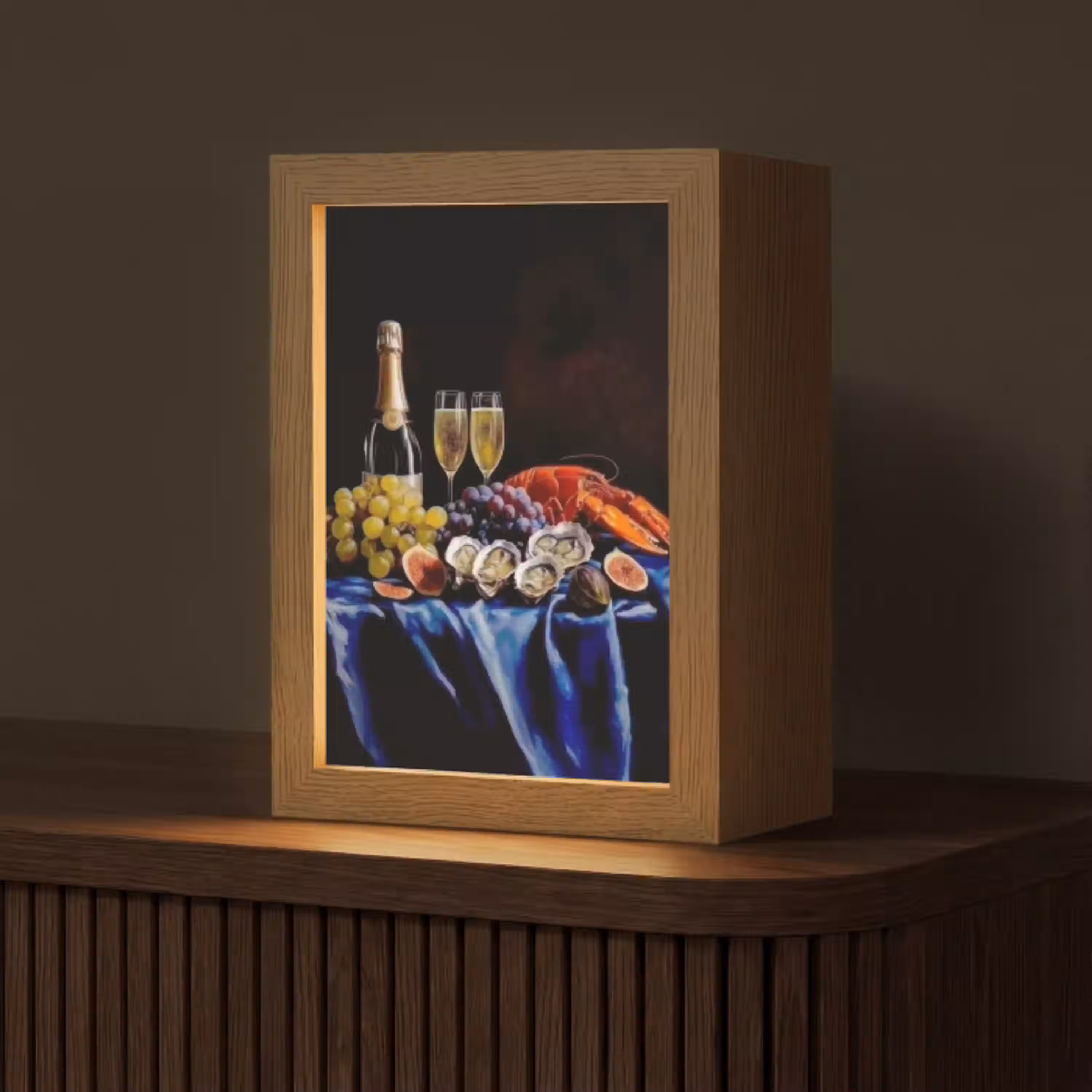 Champagne - Luxe - Oesters Light Box met kabel (Tafellamp) klein -z3d_website