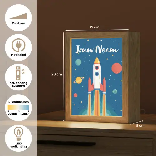 Raket - Planeten - Ruimte Light Box met kabel (Kinderlampje) klein -USP_NL