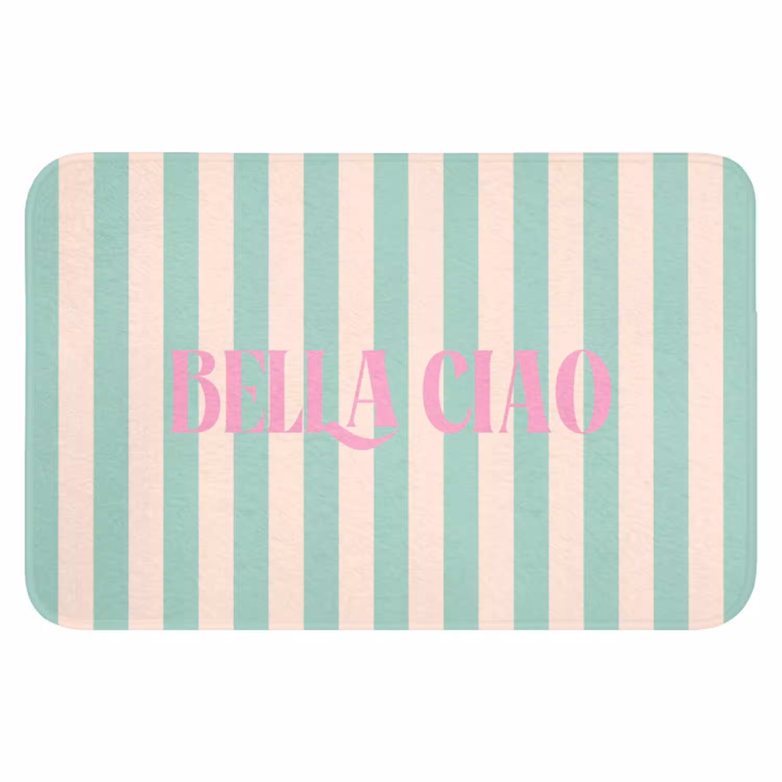 Roze - Groen - Strepen - Bella ciao WCmat klein -3d