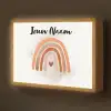 Regenboog - Roze - Pastel kleuren - Hartje Light Box met batterij (Wandlamp kind) middel -z3d_website