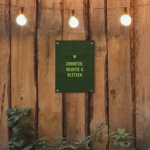 Donkergroen - Quote - Zon - Zomer tuinposter los doek klein -sfeer1