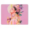 Vrouw - Bloemen - Paars - Abstract muismat rubber klein -3d
