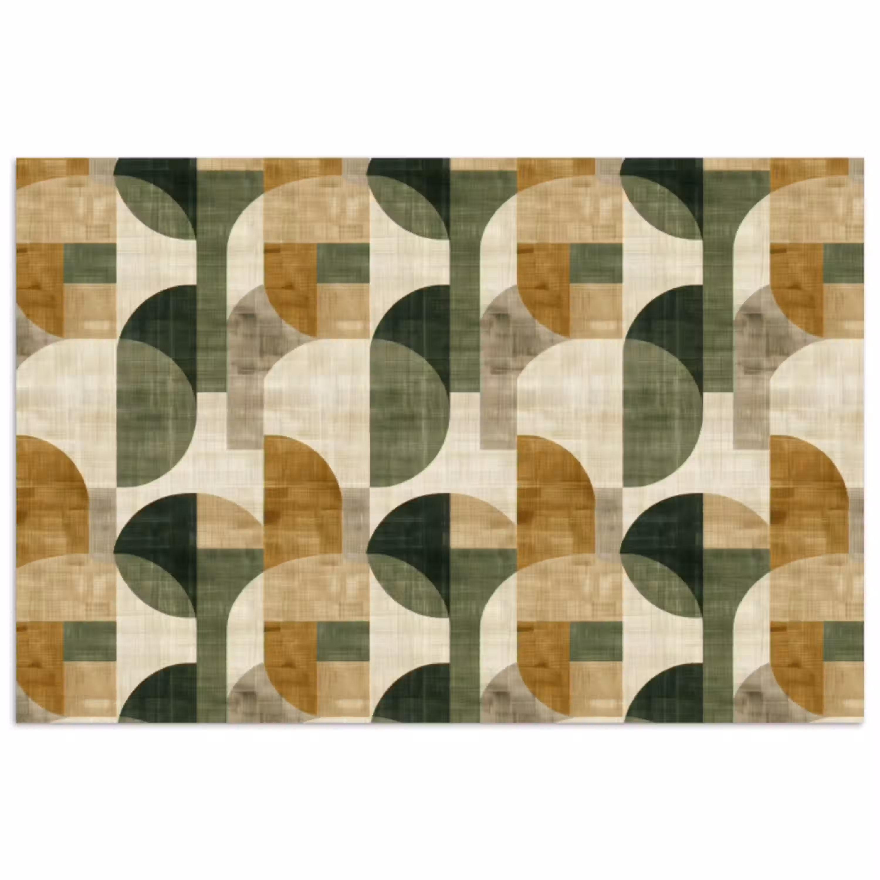Olijfgroen - Geometrisch - Abstract - Mid-Century - Linnen - Patroon poster papier klein 62 -3d