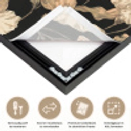Orchideeën - Lijntekening - Patroon - Beige - Zwart Textielframe zwart klein 947 -USP_closeupNL