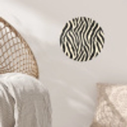 Zebra - Print - Klassiek - Zwart Wandcirkel behangsticker klein 186 -sfeer4