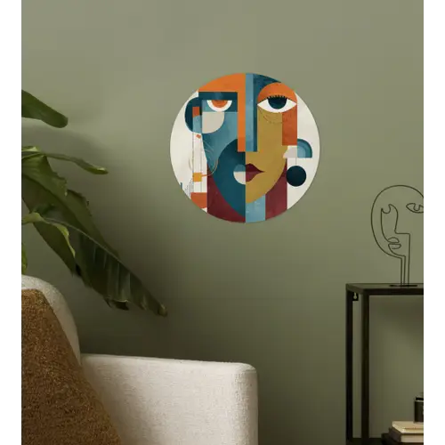 Geometrisch - Strakke vormen - Kleurrijk Wandcirkel behangsticker klein -sfeer2