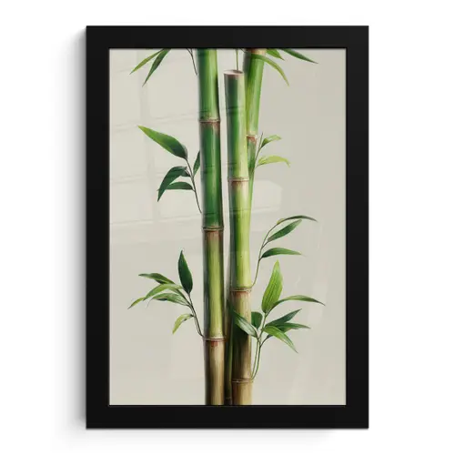Bamboestengels - Sierlijk - Groen fotolijst zwart zonder passe partout klein -3d