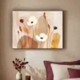 Bloemen - Abstract - Beige - Line art Textielframe zwart klein -sfeer1