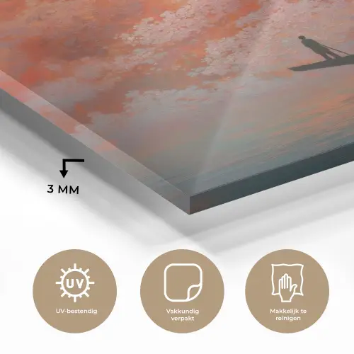 Zee - Boot - Wolken - Oranje plexiglas 5mm klein -sfeer2