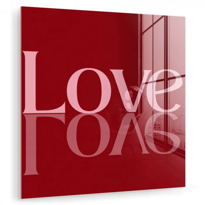 Love - Spiegeling - Rood plexiglas 5mm klein -zzzproduct_nieuw