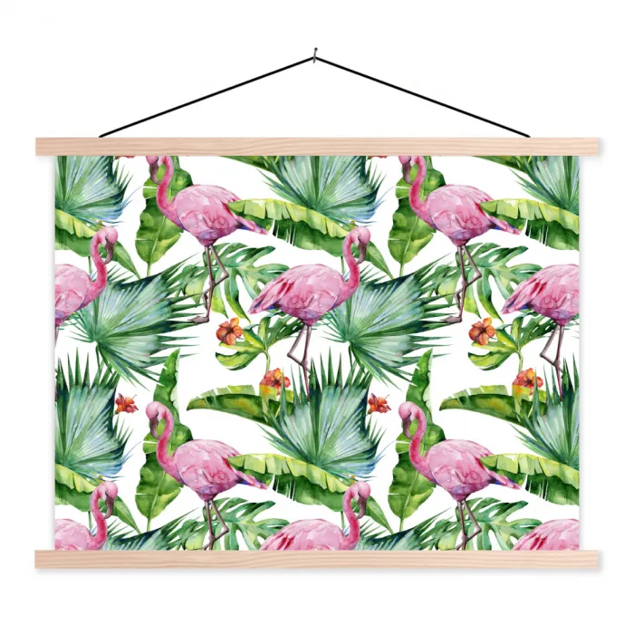 Inductie beschermer - Bladeren - Flamingo - Jungle - Inductiemat textielposter latten blank klein -3d