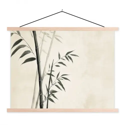 Japandi - Bamboe - Beige textielposter latten blank klein -3d