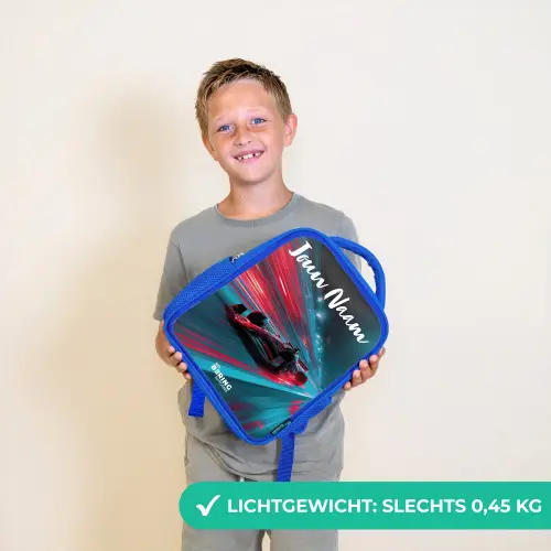 Formule 1 - Raceauto - Rood - Neonverlichting Kinderrugzak - Blauw middel -sfeer1_NL