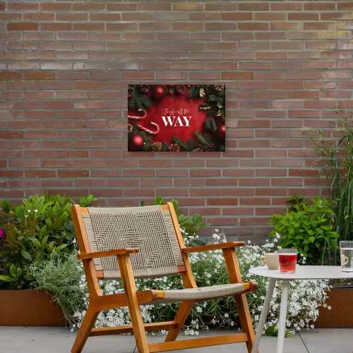 Kerst - Quote - Rood - Kerstballen Tuinposter op houten frame 2 cm dik klein -sfeer3