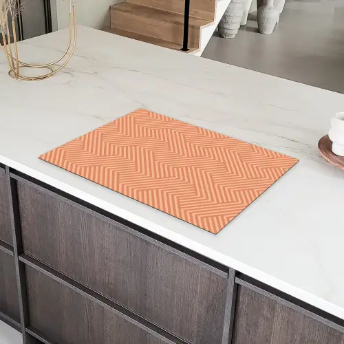 Oranje - Strepen - Patroon Inductie beschermer vinyl 3mm klein 276 -sfeer8