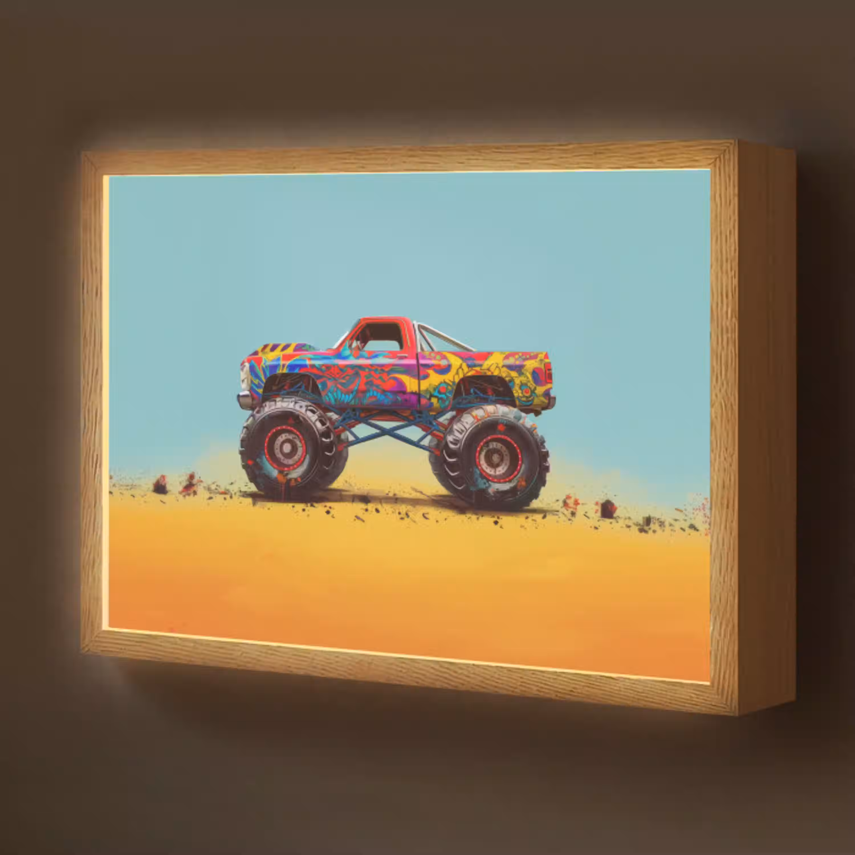 Monstertruck - Graffiti - Jongens - Auto Light Box met batterij (Wandlamp kind) middel -z3d_website
