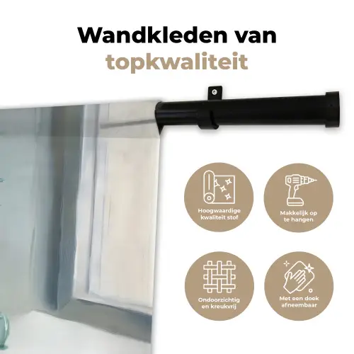 Stapel - Boeken - Groen - Daglicht Wandkleed katoen klein -sfeer2