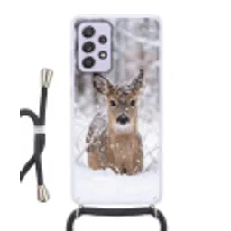 Hert - Sneeuw - Bos - Dieren - Vertederend Hoesje Samsung Galaxy A52 5G met koord klein -3d