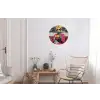 Vrouw - Kat - Bloemen - Kopje - Retro Wandcirkel aluminium klein -woonkamer