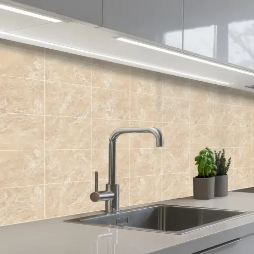 Marmer - Tegels - Beige keuken achterwand 2 middel 871 -3d_schuin