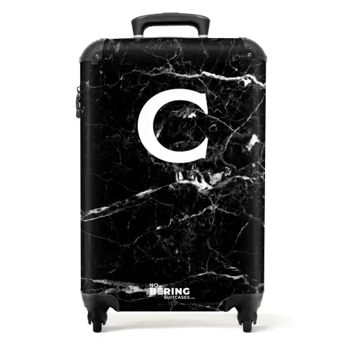 Marmer look - Zwart - Letter C NBS - Handbagage koffer - Kinderen Unisex middel -productfoto_recht