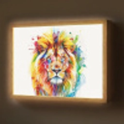 Leeuw - Verf - Kleurrijk - Wit - Dier Light Box met batterij (Wandlamp) middel -z3d_website