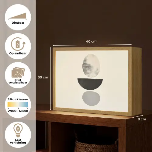 Beige - Japandi - Wabi sabi Light Box met batterij (Wandlamp) middel -USP_websiteoverzichtNL