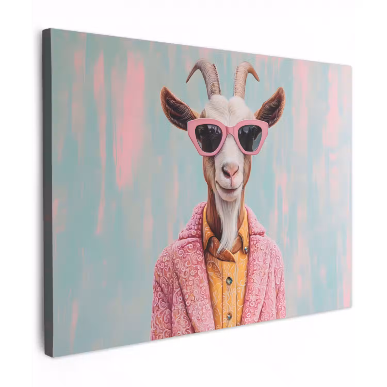 Leinwandbild - Sonnenbrille - Rosa - Ziege - Anhören