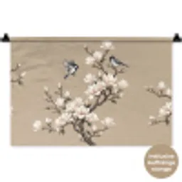 Oosters - Vogels - Beige Wandkleed katoen klein -t3d_DE