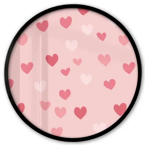 Hartjes - Patroon - Roze - Eenvoudig Fotolijst rond zonder passe partout klein -3d