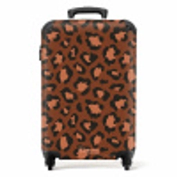 Dierenprints - Panterprint koffer in kastanjebruin en  zwart/terracotta NBS - Handbagage koffer - Unisex middel -productfoto_recht