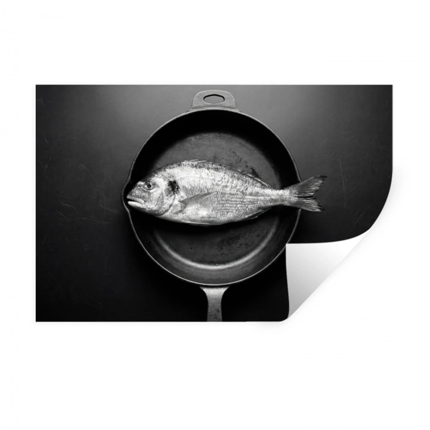 Pan - Vis - Zwart - Wit Muursticker klein -3d