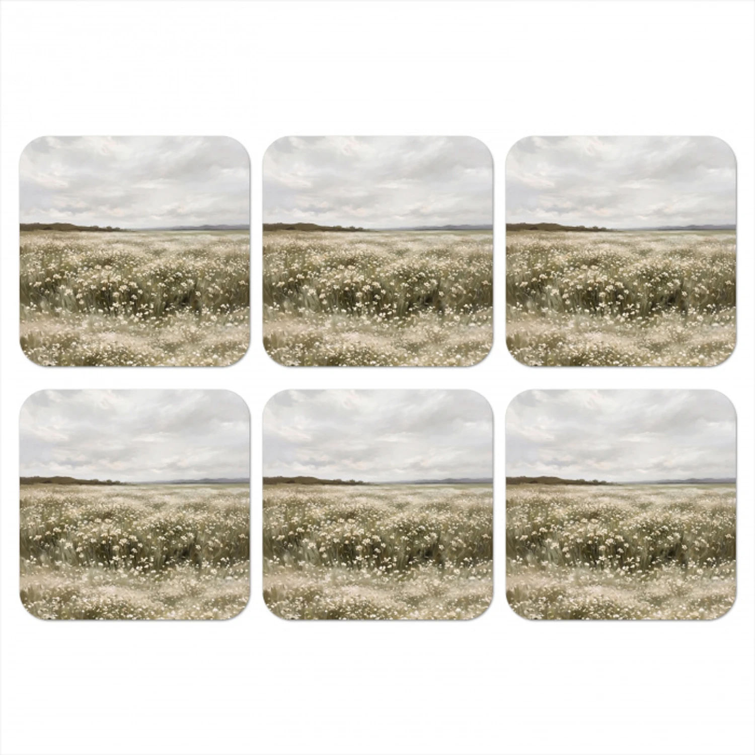 Illustratie - Landschap - Wit onderzetter kurk middel -3d