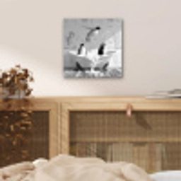 Pinguïns - Vintage - Dieren - Zwart - Wit aluminium wit klein -sfeer3