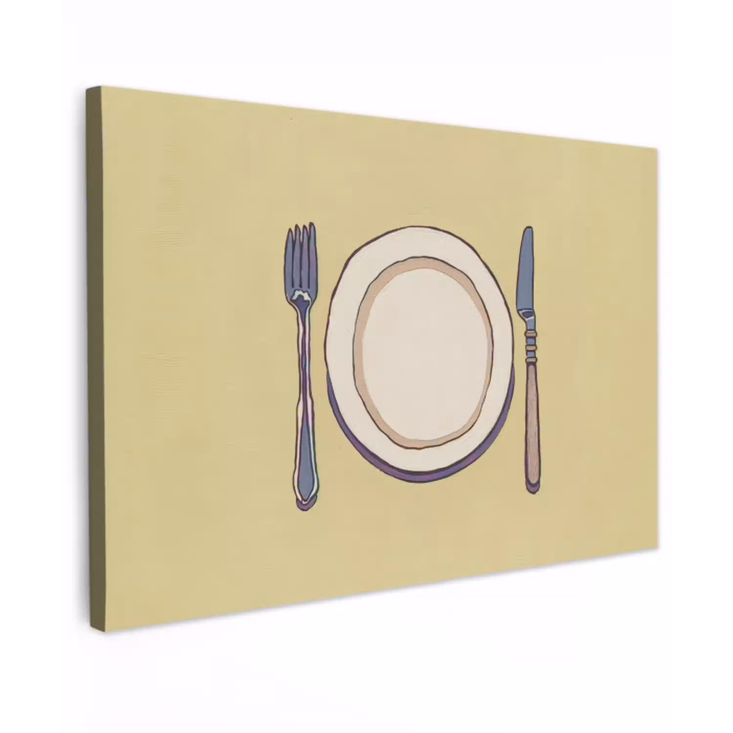 Illustratie - Bord - Bestek - Beige canvas 2cm klein -z3d