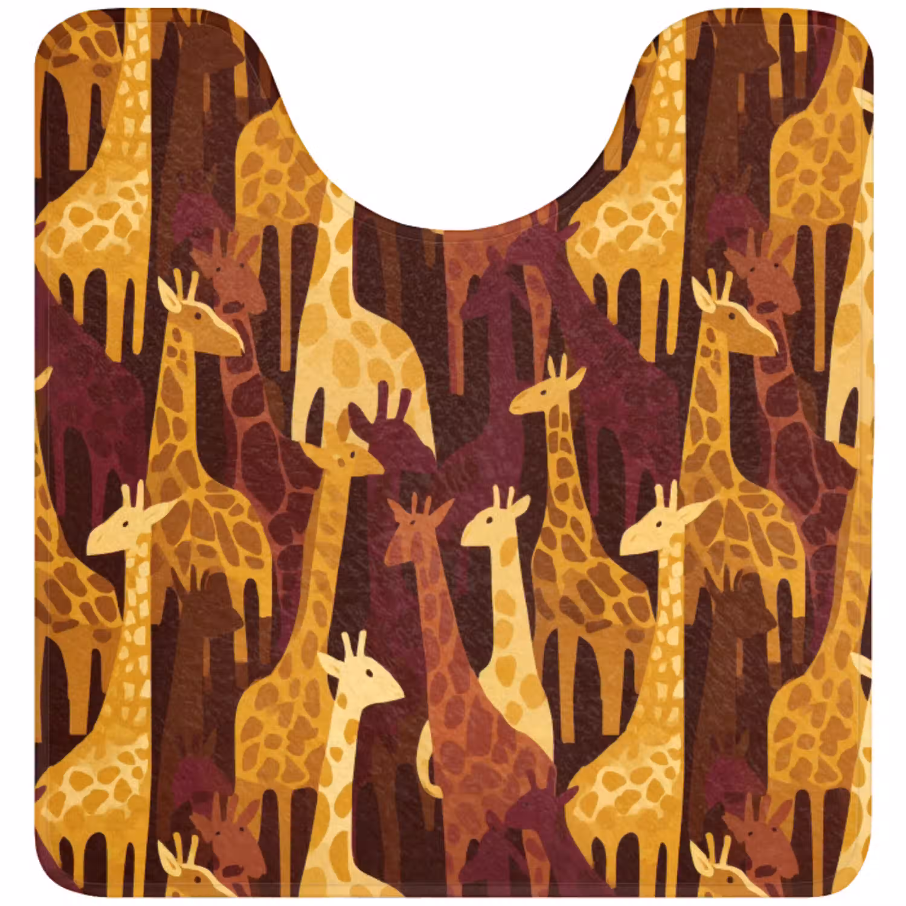 Bruin - Giraffen - Safari - Patroon WCmat U-uitsnede middel 1014 -3d