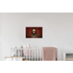 Bloemen - Dieprood - Zonnebril - Vrouw Muursticker klein -kinderkamer