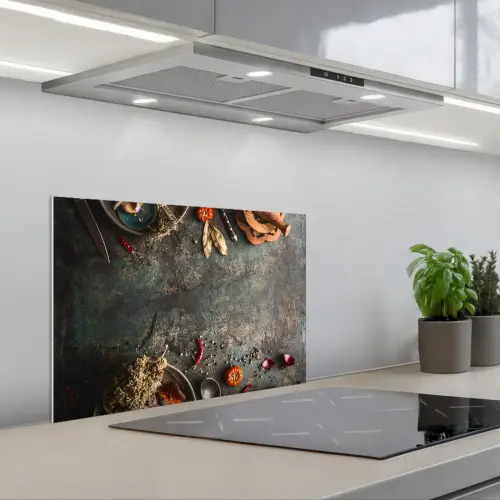 Marmer - Groente - Herfst - Pompoen - Rustiek - Kruiden keuken achterwand spatscherm klein -3d_schuin