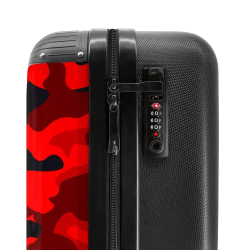 Camouflage - Rood - Zwart - Camo NBS - Handbagage koffer - Unisex middel -slot