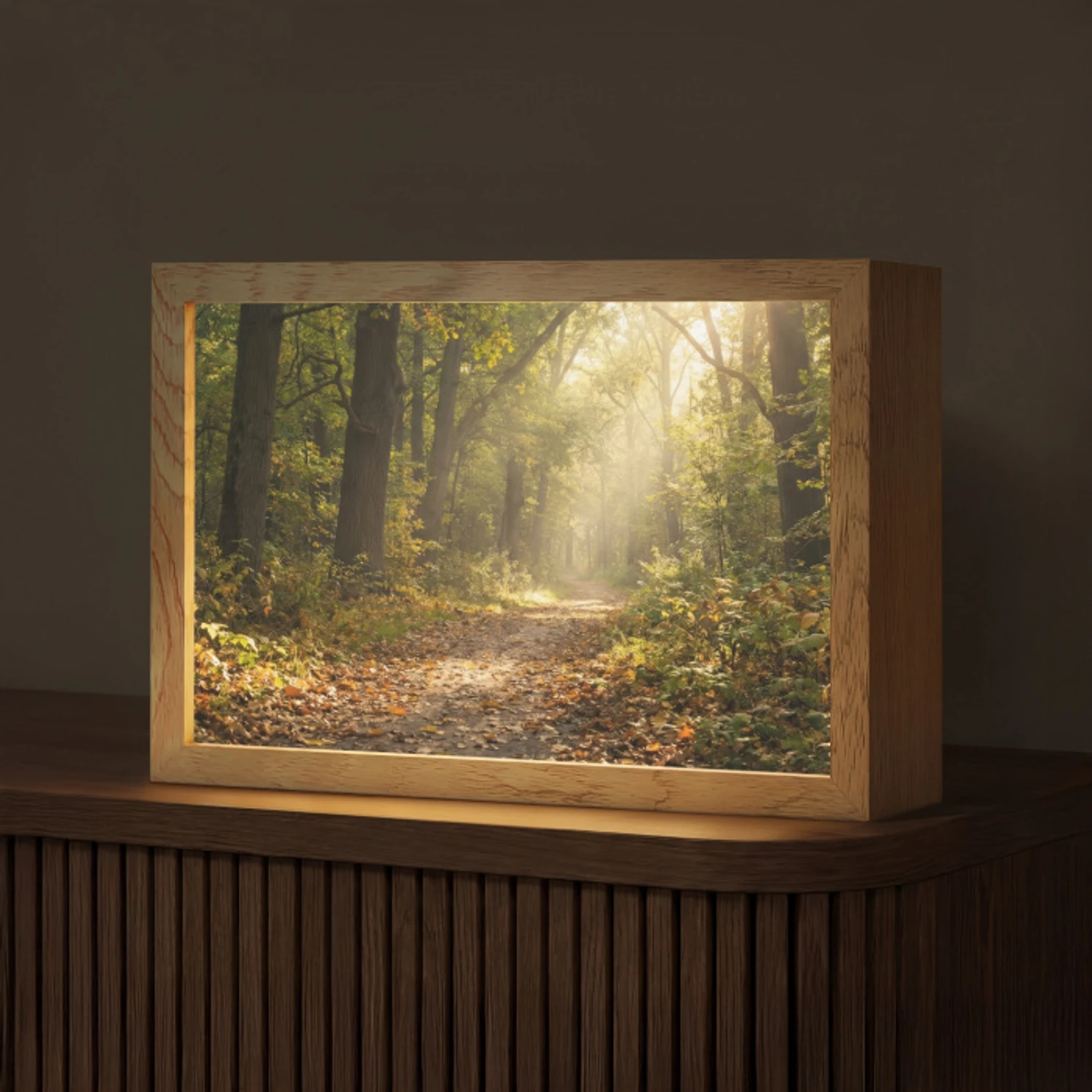 Zonlicht - Bospad - Bomen Light Box met kabel (Tafellamp) klein -z3d_website