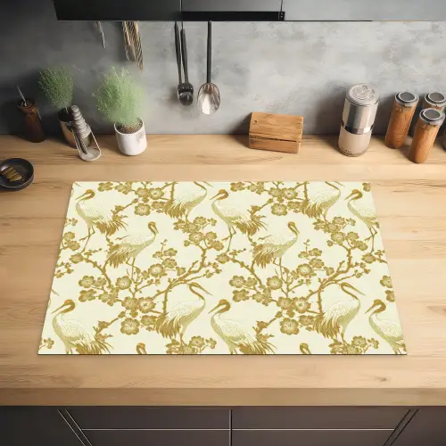 Kraanvogels - Kersenbloesem - Goud Inductie beschermer vinyl 3mm klein 276 -sfeer5