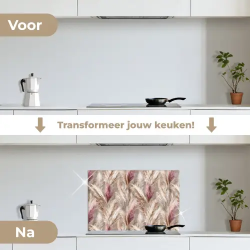 Pampasgras - Pluizig - Kleurrijk keuken achterwand spatscherm klein 900 -voor_na_NL