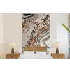 Binnenkant van een geode uit de natuur met groene en oranje kleuren fotobehang vinyl groot -bed