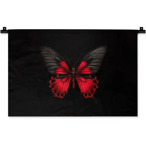 Vlinder - Rood - Contrast Wandkleed katoen klein -zz3d