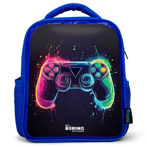 Game - Controller - Kleurrijk Kinderrugzak - Blauw middel -3d