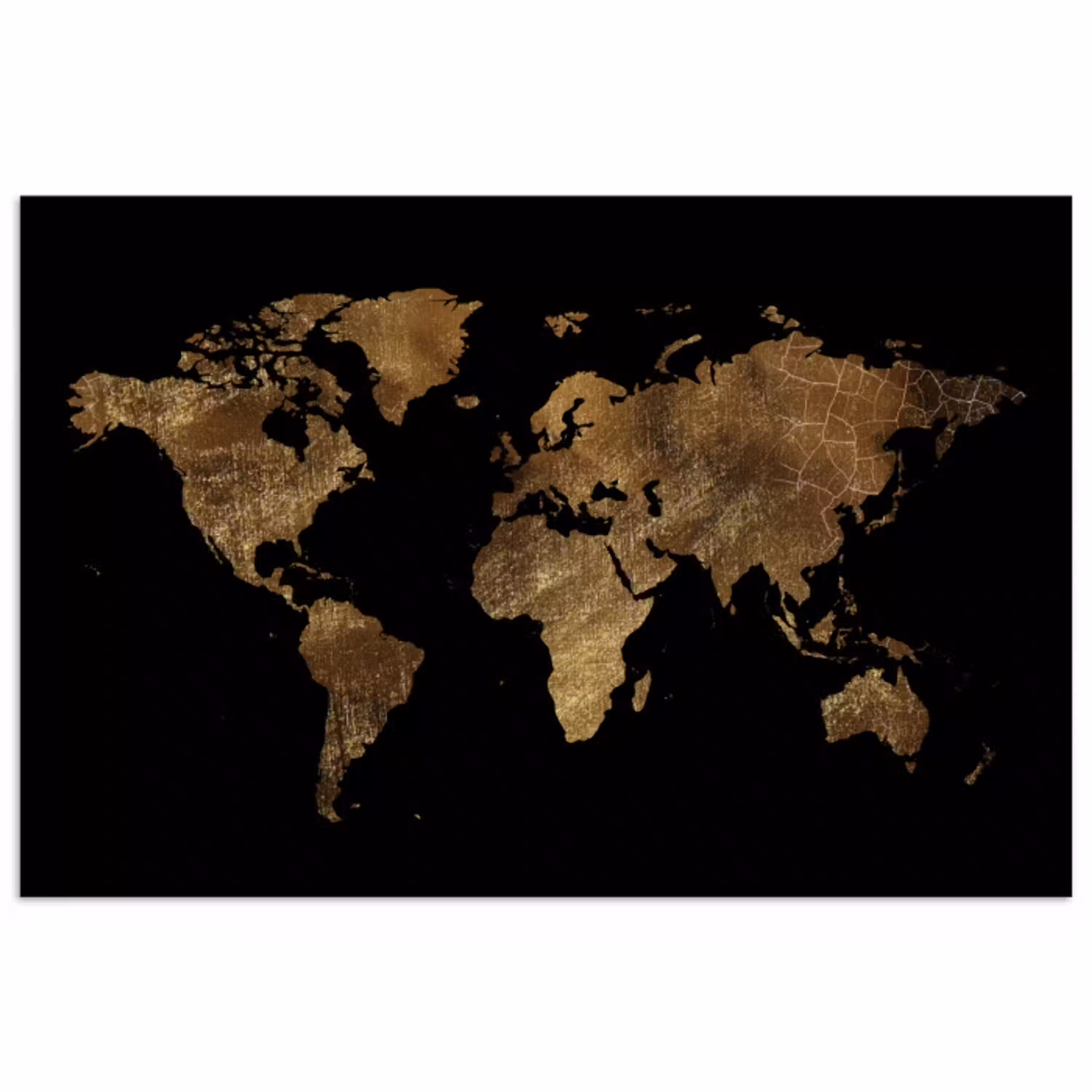 Wereldkaart - Goud - Luxe - Aarde - Zwart poster papier klein -3d