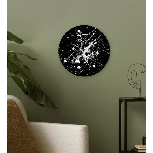 Verfspatten - Wit - Abstract - Explosie Wandcirkel kunststof plaat 5mm dik klein -sfeer3