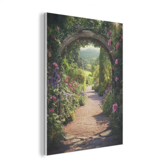 Doorkijk - Bloemen - Natuur - Rozenboog PET vilt klein -3d