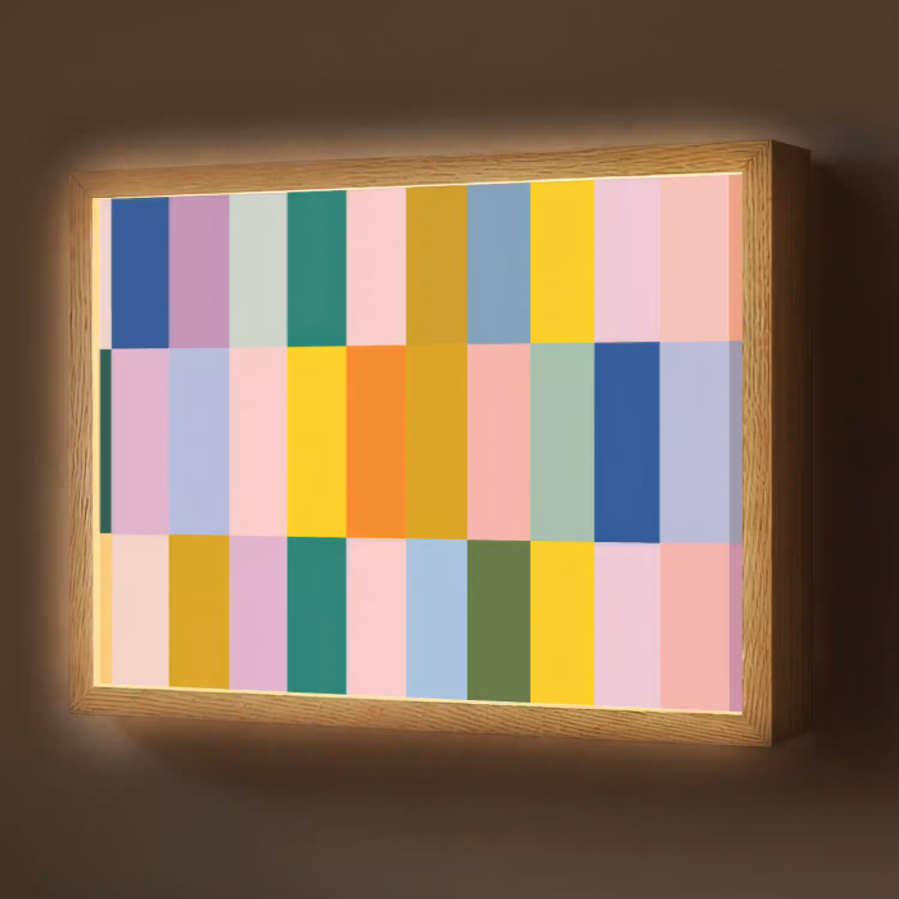 Stroken - Blauw - Patroon - Abstract Light Box met batterij (Wandlamp) middel -z3d_website